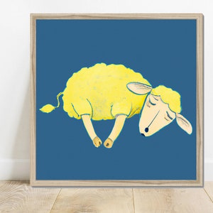 Cool Kids Wall Art Print | Sleeping Sheep | Animal Nursery Room Decor | Illustration Print