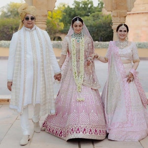 Pink and white bridal lehenga online