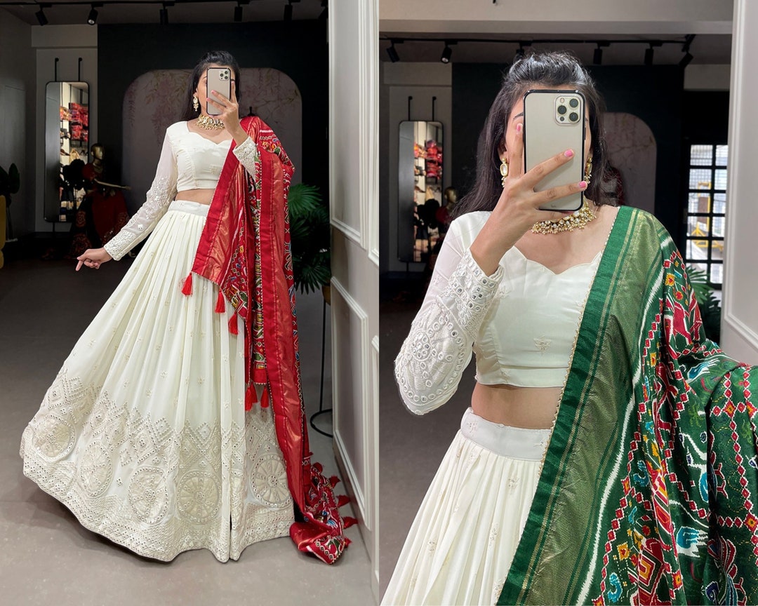 White Lehenga choli with Heavy Lucknowi Work main image 1