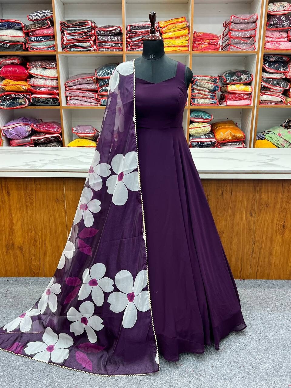 Embroidered Designer Party Wear Gown With Dupatta, Anarkali, Full Sleeves  at Rs 1499 in Surat