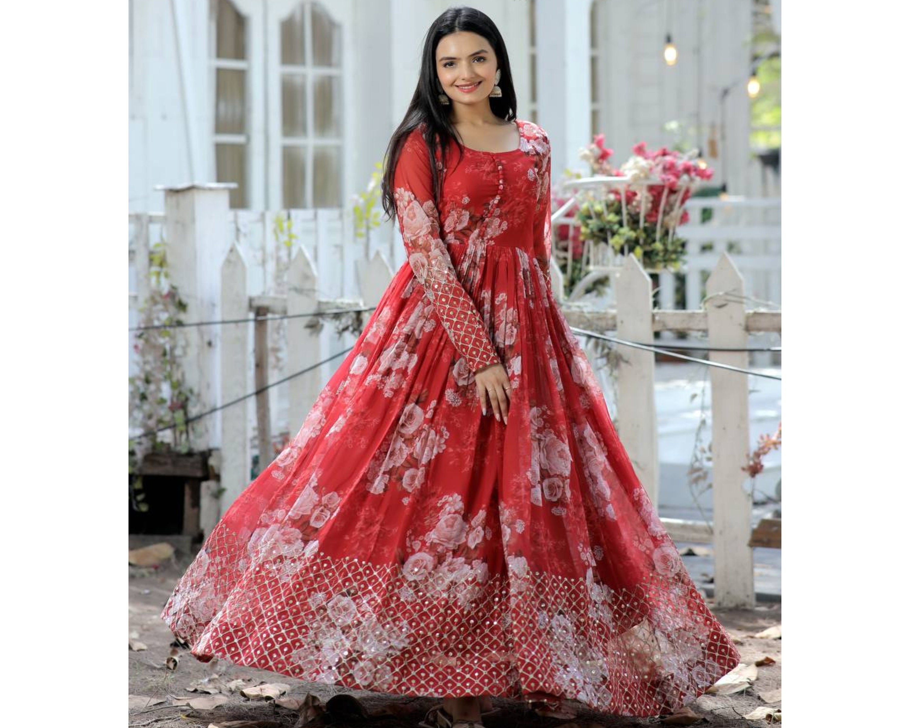 Buy HARRICA Fashion Women's Gown Anarkali Long Dress Gown Kurta, Latest  Georgette Long Ethnic Anarkali Gown for Women and Girls Online at Best  Prices in India - JioMart.