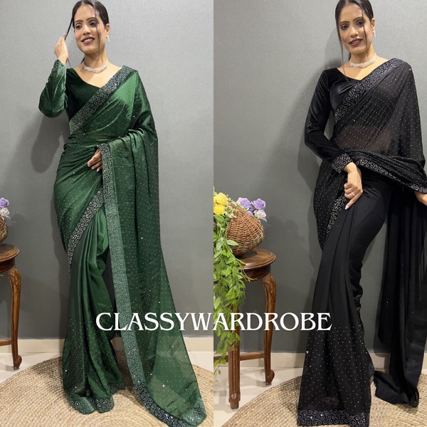 Latest Rangoli Silk Saree with Blouse Velvet, ready to wear saree indian Outfit, Party wear Function Saree, Designer sari Beautiful Dress