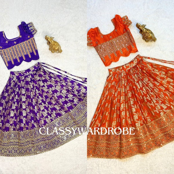 Embroidered kids Lehenga choli, kids wedding dress, 1 to 15 years indian kids wear designer lehenga with blouse, girls lehenga baby lehenga