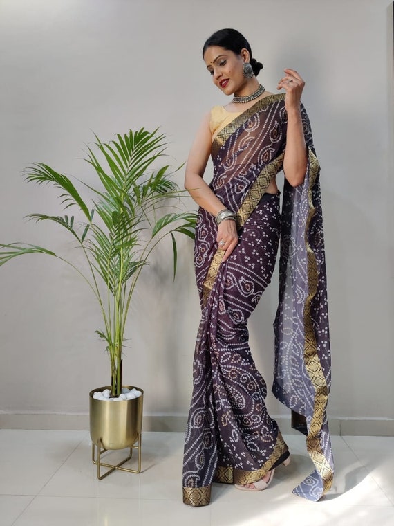 Black bandhej cheap saree