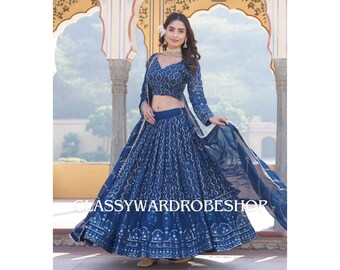 Teal blue Embroidery Lehenga choli for Women, Ready to wear Chania choli Indian designer wedding lehengas bridesmaids outfits custom lehnga