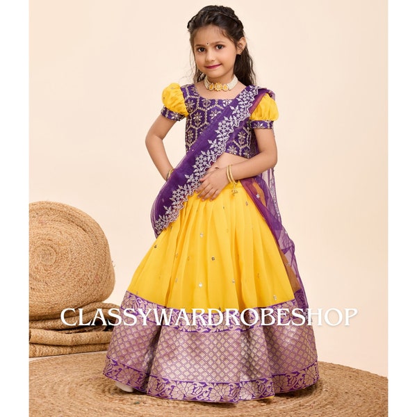 Trendy Kids lehenga Choli, Indian kids dress Embroidered lengha for girls, Full stitched 1 to 15 years  Girls Wedding Dress Baby lehenga