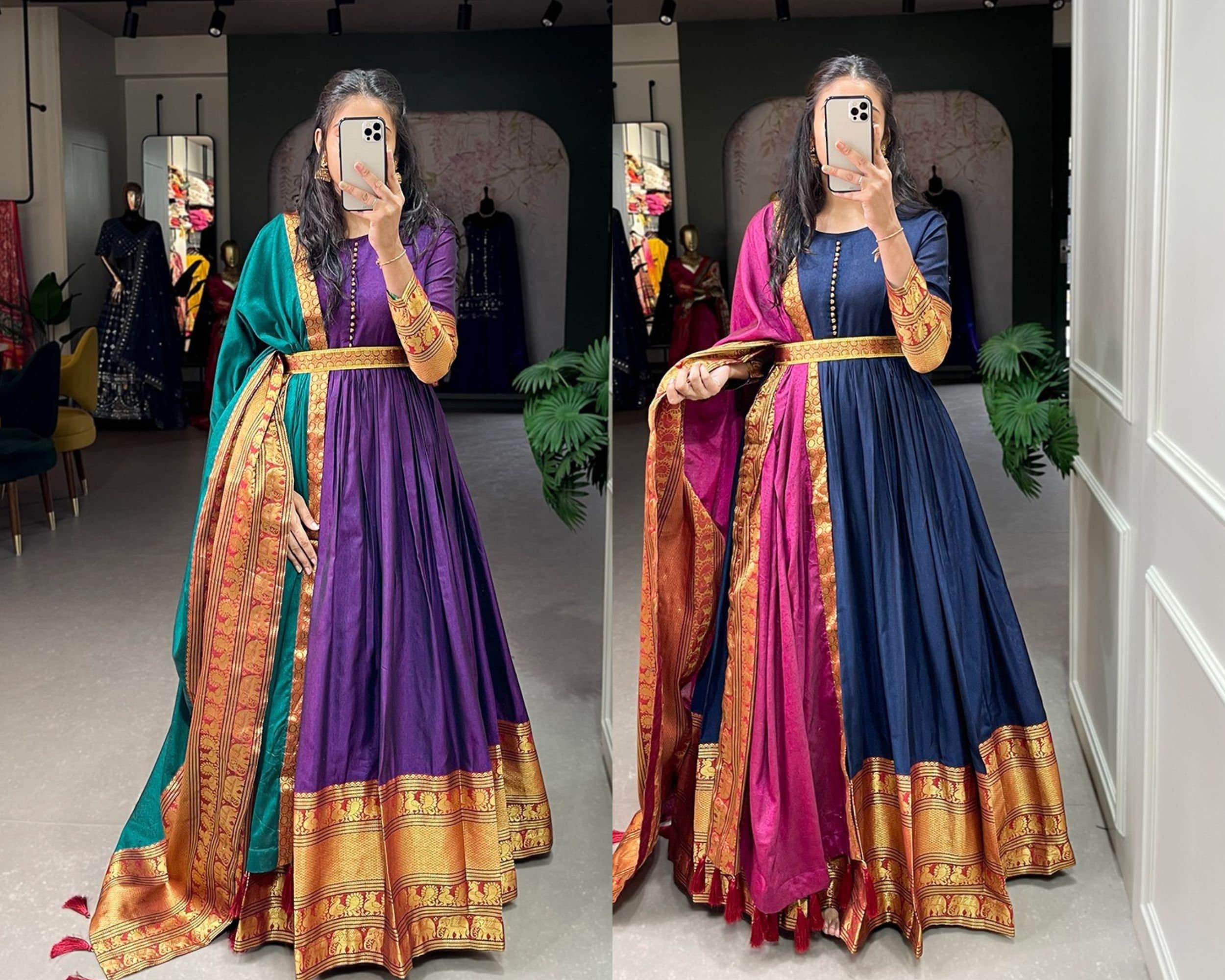 Launching New Party Wear Look Gown & Dupatta Set With Belt. – Sareevillahub