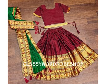 Narayanpet Kids wear wedding dress, Full stitched Girls Lehenga, India Kids Lengha with belt, 1 to 16 years Kids wear Function Wear Lehenga