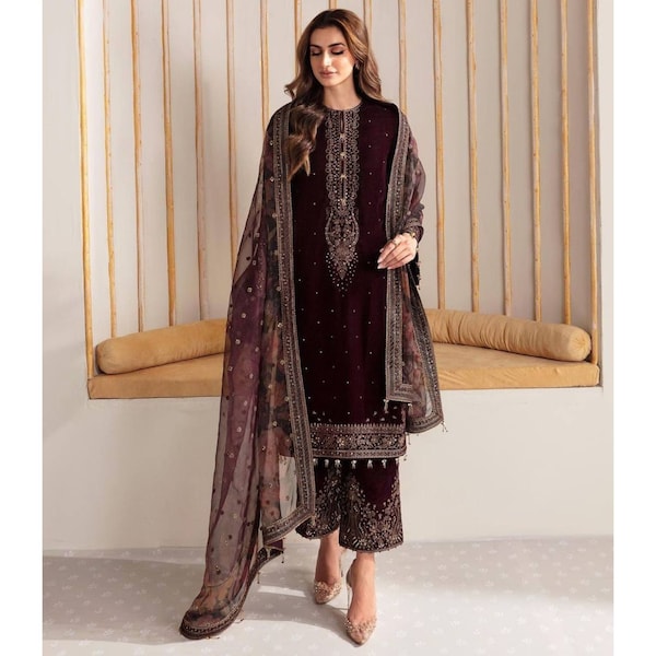 Velvet Salwar suit Velvet dress for women, salwar kameez women festive suit pakistani salwar, velvet Kurti indian salwar suit Pakistani suit