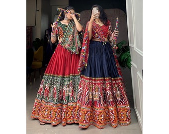 Navaratri Collection of patola print traditional chaniya choli For Women or Girls, Designer Gujarati Chaniya choli For raas garba wear,