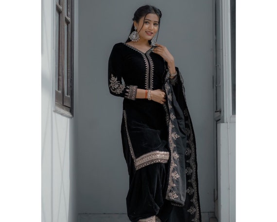 Designer Party Wear Pueple Patiyala Panjabi Salvar Suit - Dial N Fashion