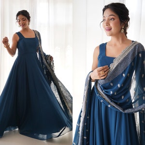 Pure Soft Georgette Anarkali dress for women Party wear anarkali suit full flared Gown with dupatta indian wedding wear gown indian dress