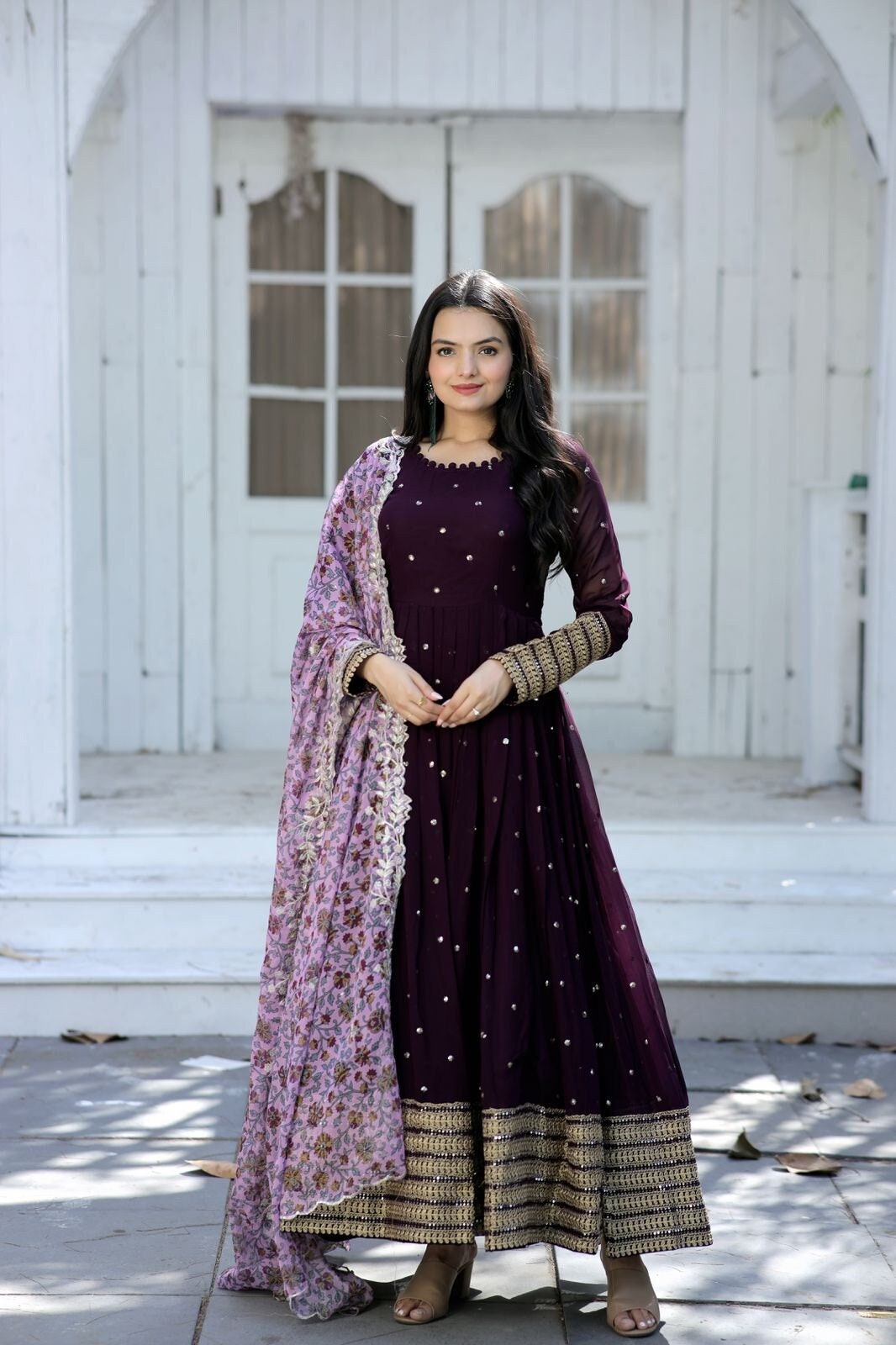 Wine colour best sale anarkali