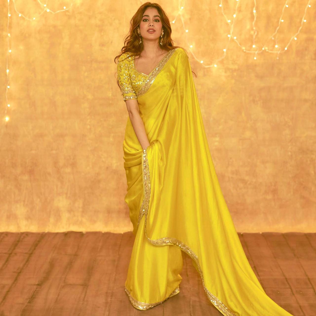 Beautiful Yellow Saree for Women Chiffon Silk Saree, Designer