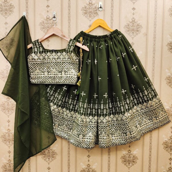 Mehndi Special Kids Lehenga Choli indisches Kinderkleid Kinderhochzeitskleid Baby Girl Lehenga Kids indische festliche Kleidung Mädchenkleid 1 bis 15 Jahre