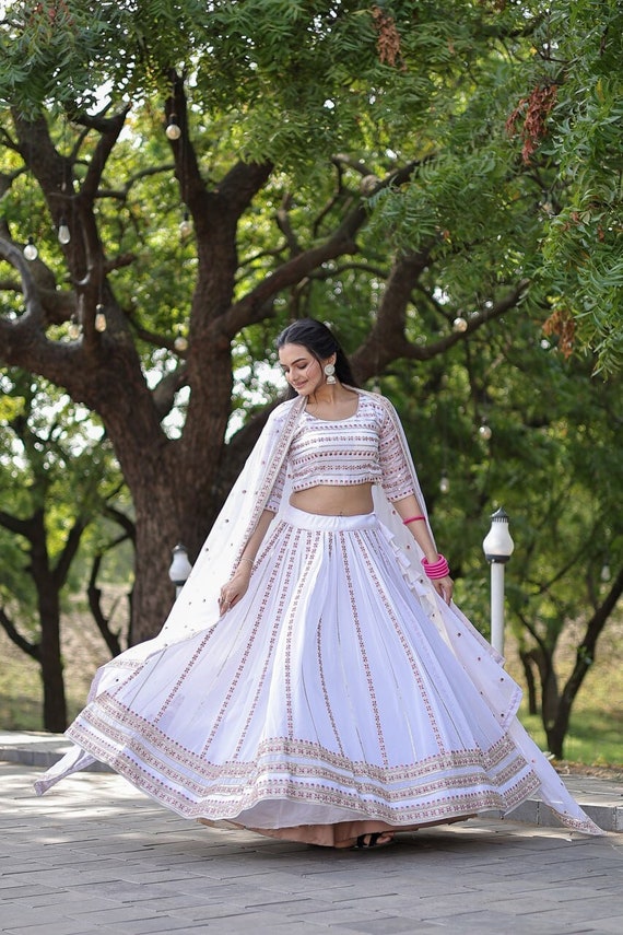 Off White Stone Designer Lehenga Choli