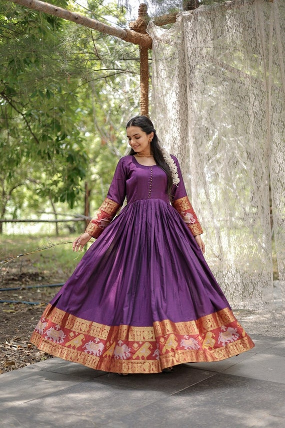 Purple Designer Embroidered Anarkali Gown - Luxury Shukra
