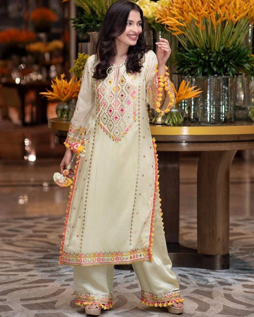 Buy White Kurta Sharara Set In Chanderi With Sequin Embroidery KALKI  Fashion India