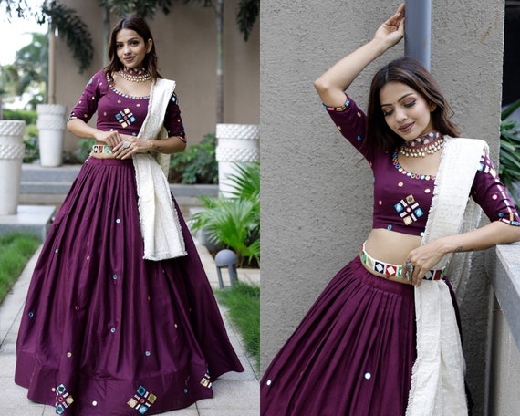 Buy Maroon Embroidered Velvet Lehenga Choli With Double Dupatta Online At  Zeel Clothing