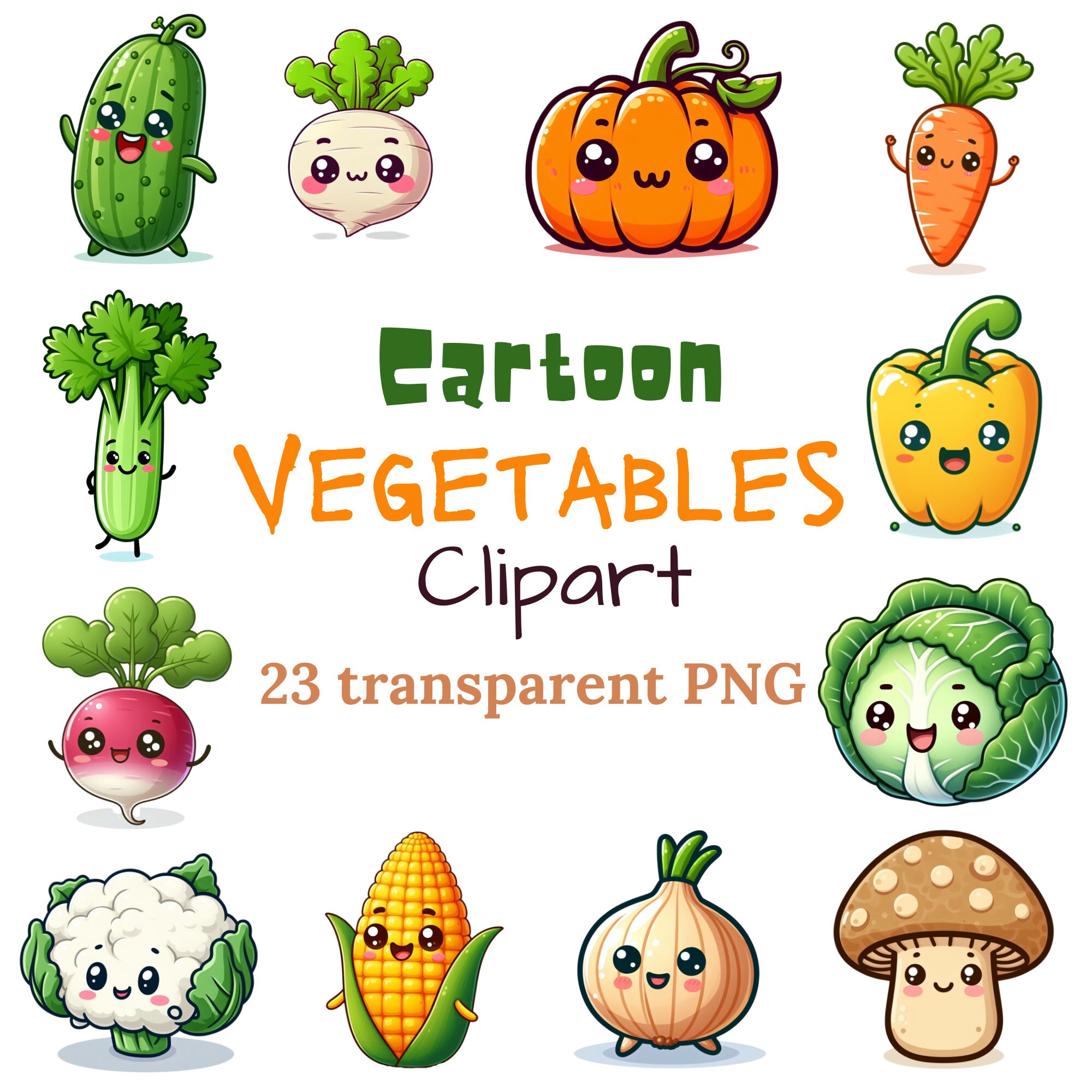 Cartoon Vegetables Clipart, Cartoon Vegetables Sticker, Cartoon ...