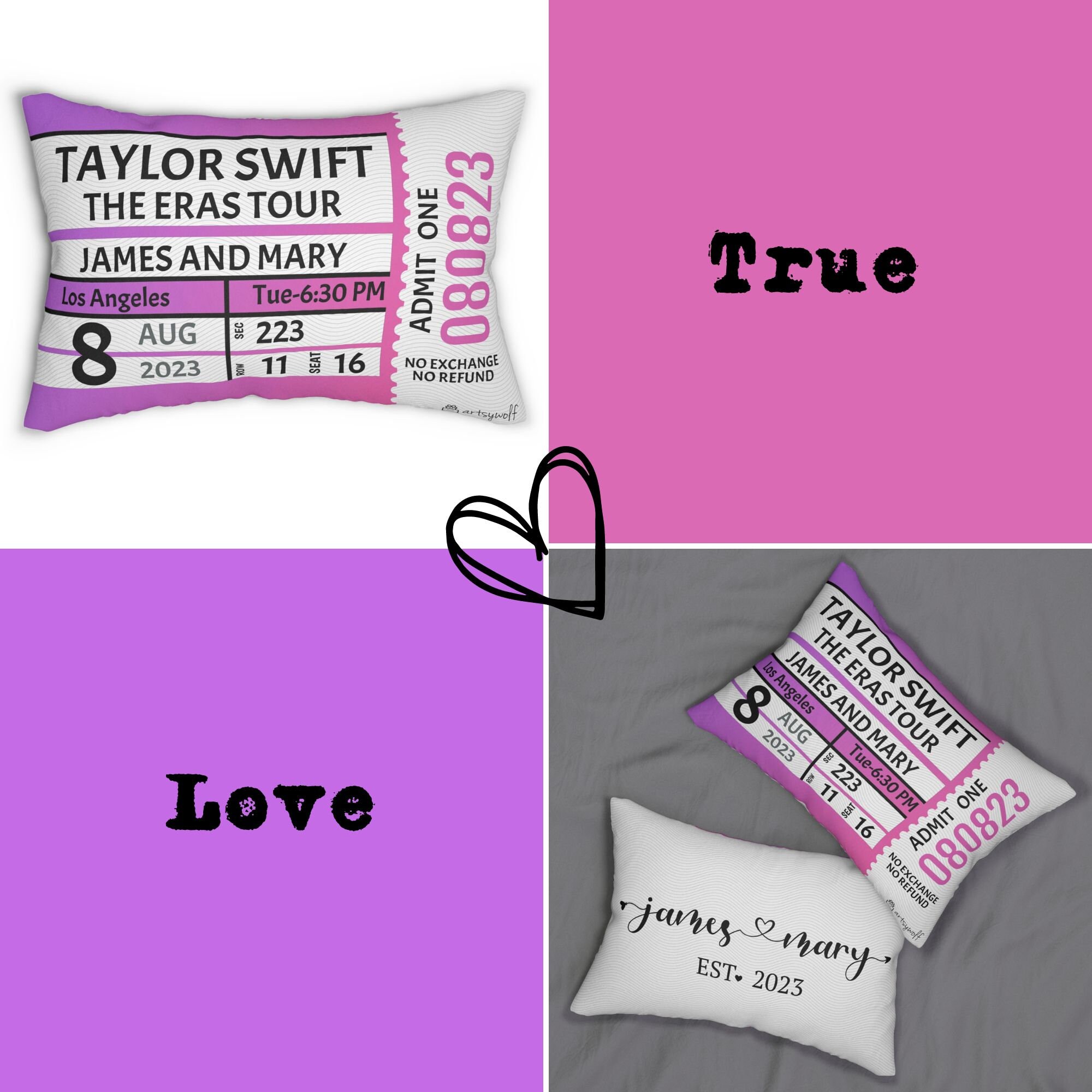 Custom Pillow, Music Concert Ticket Pillow, Personalized Concert Ticket Stub Pillow, Meaningful