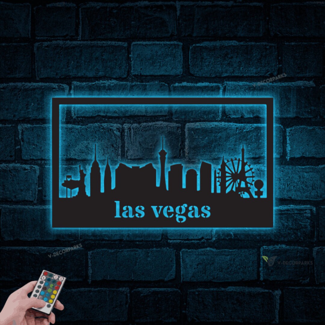 Las Vegas Skyline Metal Wall With LED Lights Las Vegas Metal Etsy