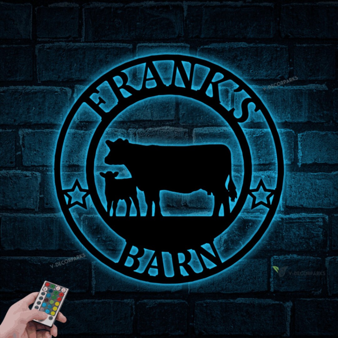 Cow Calf Metal Sign With LED Lights Custom Cow Calf Farmer Etsy