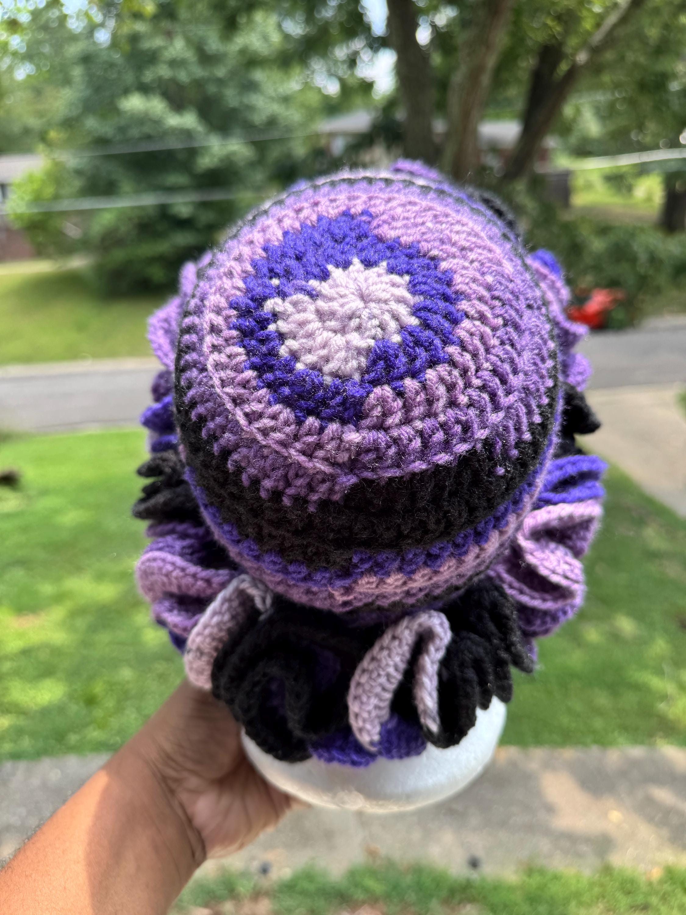 Crochet Ruffle Hat Black Light Collection (purple Rain) - Etsy display picture 2