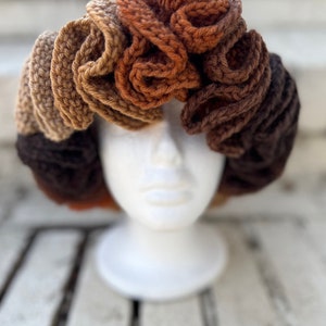 Latte Crochet Ruffle Hat (dramatic)