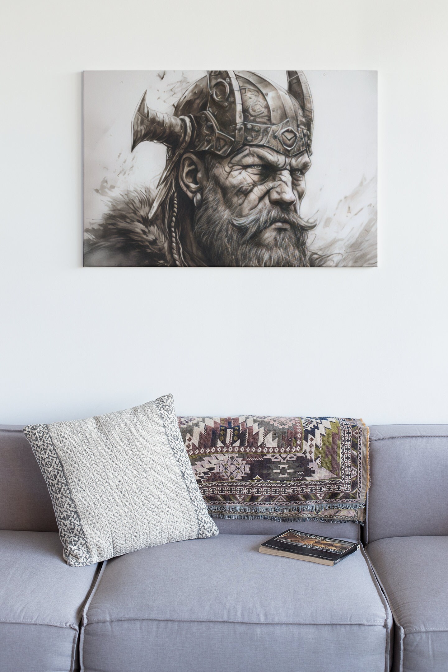 Viking Spirit: Inspirational Black and White Canvas Wall Art/ - Etsy