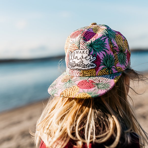 Kids surfing pineapple trucker hat/ Baby and toddler trucker hat/ Waves Hat/ Patch trucker hat/ Girl Trucker Hat/ Boy Girl snapback hat