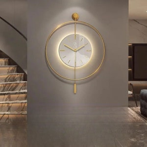 The Modern LED Illuminated Pendulum Metal Wall Clock • Home and Office Decor • Gift