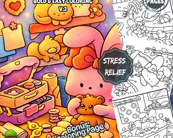 Cute Cozy Friends Coloring Book V.2 | Relaxing Printable Art Therapy | Kawaii Stress Relief for Adults & Kids