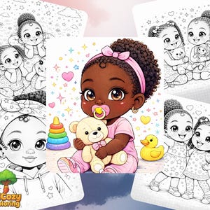 Cute Black Girl Coloring Book | Girl Power Chibi Art | Relaxing Printable Pages for Kids & Adults | Creative Gift image 2