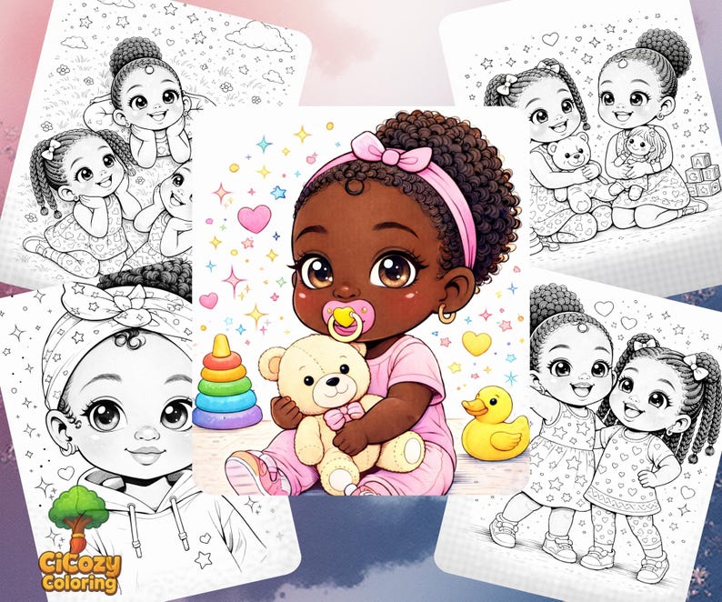 Cute Black Girl Coloring Book | Girl Power Chibi Art | Relaxing Printable Pages for Kids & Adults | Creative Gift image 2
