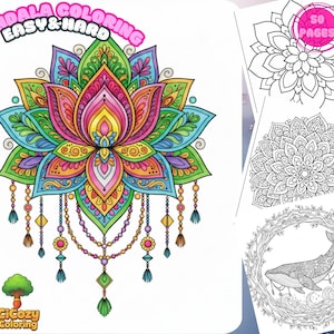 Mandala Coloring Book for Adults | Easy & Complex Designs | 50 Relaxing Printable Pages | Mindful Art Therapy Gift