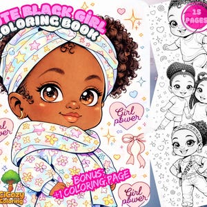 Cute Black Girl Coloring Book | Girl Power Chibi Art | Relaxing Printable Pages for Kids & Adults | Creative Gift image 1