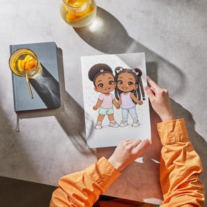 Cute Black Girl Coloring Book | Girl Power Chibi Art | Relaxing Printable Pages for Kids & Adults | Creative Gift image 5