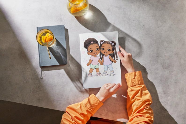Cute Black Girl Coloring Book | Girl Power Chibi Art | Relaxing Printable Pages for Kids & Adults | Creative Gift image 5