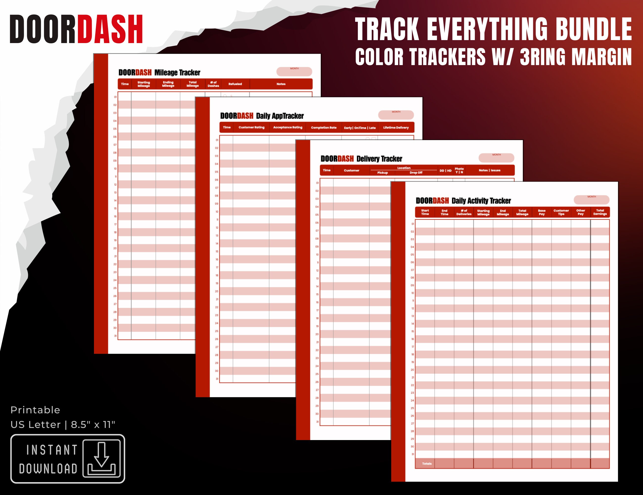 Printable Tracking Templates Bundle, Digital Tracking Templates ...