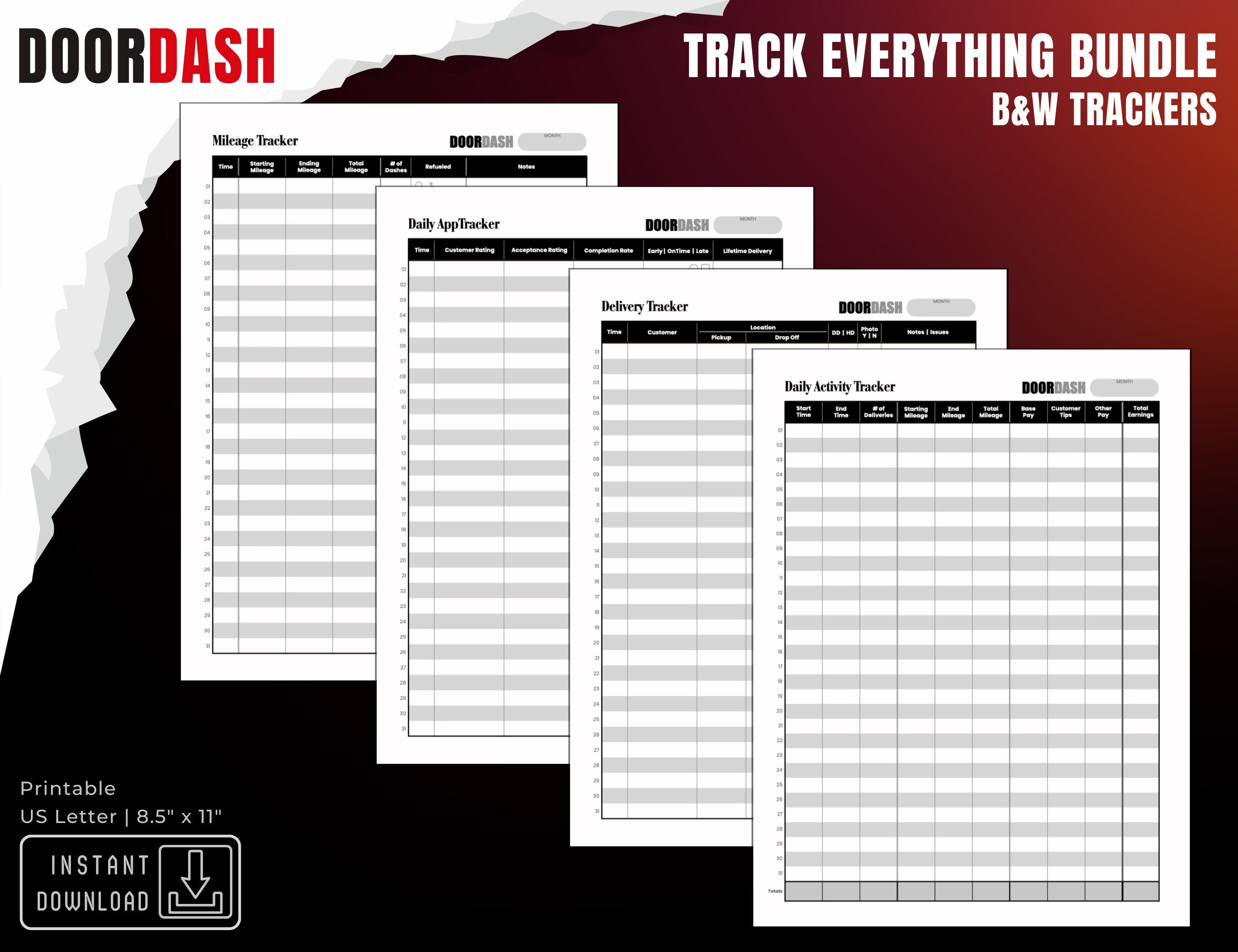 Printable Tracking Templates Bundle, Digital Tracking Templates ...