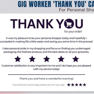 Bedankkaart, Personal Shopper, Kruidenierswinkel Shopper, Dank u, Bedankkaart, Dank u opmerking, Shipt, Instacart, DoorDash, optreden, optreden werknemer