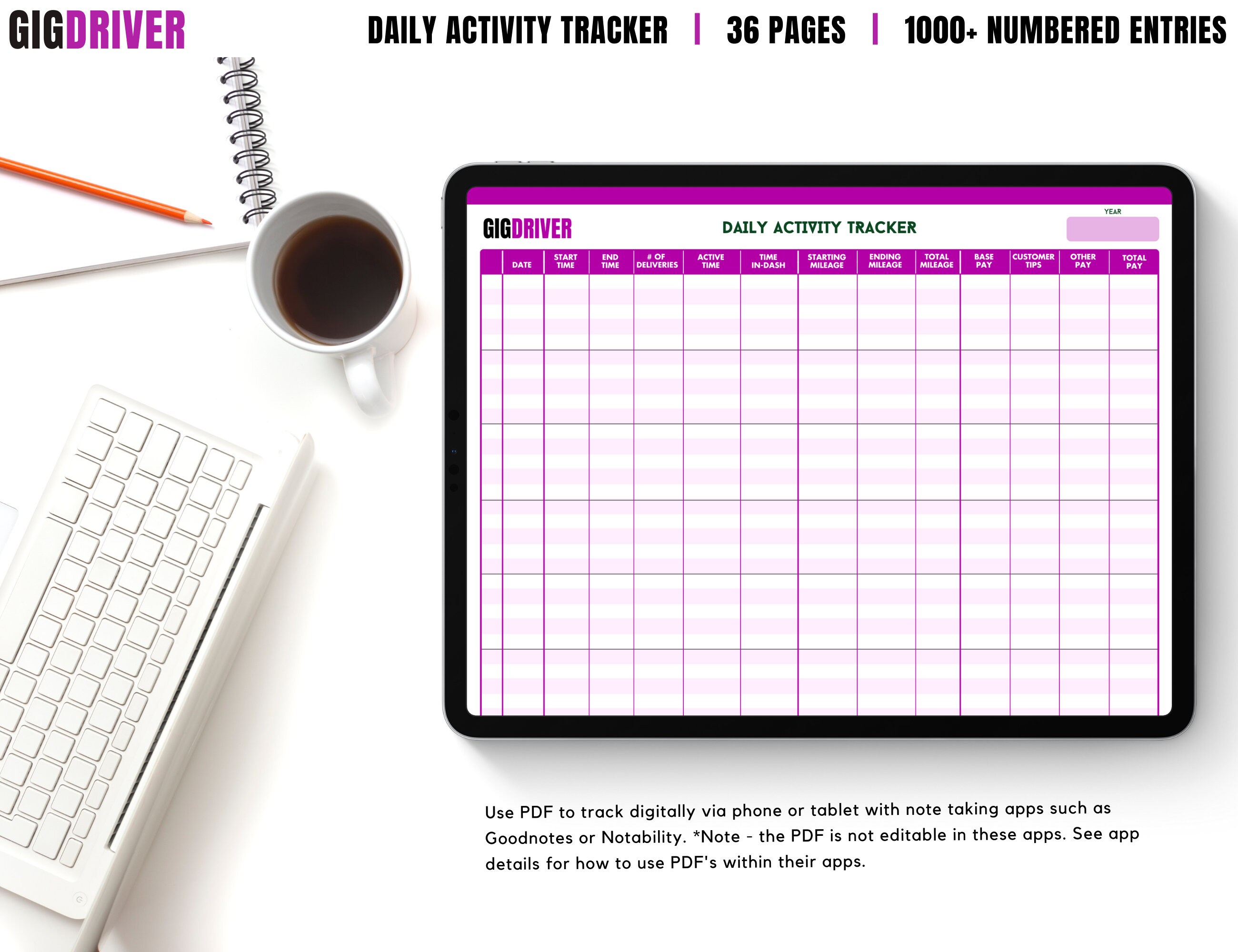 Printable Daily Activity Tracker, Digital Daily Activity Tracker ...