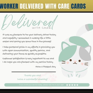 Cartão de agradecimento com tema de gato, cartão entregue com cuidado, cartão de agradecimento do cliente, cartão de agradecimento, obrigado, comprador de supermercado, comprador pessoal