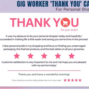 Bedankkaart, Personal Shopper, Kruidenierswinkel Shopper, Dank u, Bedankkaart, Dank u opmerking, Shipt, Instacart, DoorDash, optreden, optreden werknemer