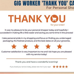 Bedankkaart, Personal Shopper, Kruidenierswinkel Shopper, Dank u, Bedankkaart, Dank u opmerking, Shipt, Instacart, DoorDash, optreden, optreden werknemer