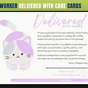 Bedankkaart met kattenthema, geleverd met zorgkaart, klantbedankkaart, bedankkaart, dank u, kruidenier, personal shopper