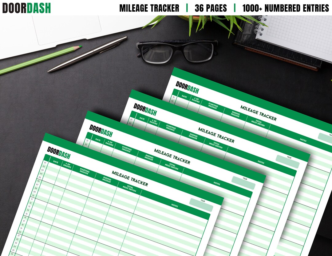 Doordash Mileage Tracker Mileage Log Digital Prints Etsy