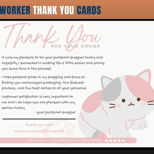Biglietto di ringraziamento a tema gatto, biglietto di ringraziamento Personal Shopper, cliente di ringraziamento, biglietto di ringraziamento, ringraziamento, acquirente di generi alimentari, personal shopper
