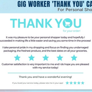 Bedankkaart, Personal Shopper, Kruidenierswinkel Shopper, Dank u, Bedankkaart, Dank u opmerking, Shipt, Instacart, DoorDash, optreden, optreden werknemer